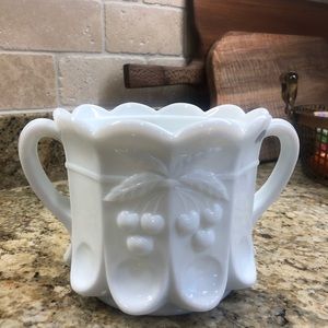 Cherry Milk Glass Vase